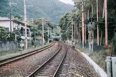 日本当地的铁路火车站电影古董风格