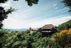 清水寺庙日本寺庙绿色叶子《京都议定书》日本