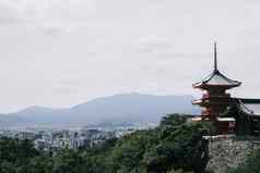 清水寺庙日本寺庙绿色叶子《京都议定书》日本