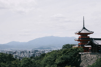 <strong>清水</strong>寺庙日本寺庙绿色叶子《京都议定书》日本