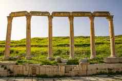 柱子有柱廊的街罗马历史网站格拉森卡拉克约旦
