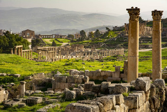 一般视图历史罗马网站格拉森卡拉克约旦柱子椭圆形广场山城市距离