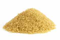糖山形状粒状糖黄色的桩棕色（的）糖甘蔗里德蔗糖糖白色背景