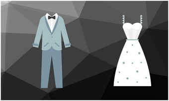 模拟插图夫妇婚礼衣服摘要背景