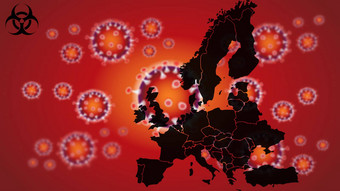欧洲国家冠状病毒封锁检疫概念