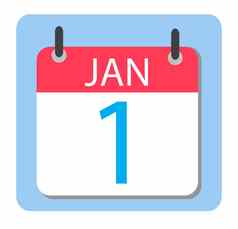 1月日历红色的日历图标一年标志平风格