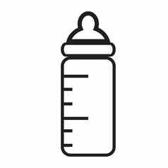 婴儿瓶图标白色背景平风格婴儿瓶
