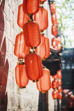 红色的中国人灯笼中国人一年