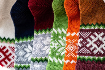 传统的拉脱维亚针织羊毛连指手套袜子珍贵的文物各种颜色拉脱维亚地区现在庆祝活动家庭场合