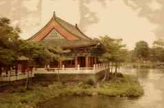 古董照片寺庙湖