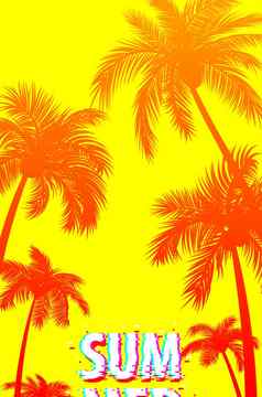 夏天时间棕榈树横幅海报