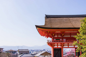 入口门清水寺寺庙樱桃樱花开花时间布鲁姆《京都议定书》日本