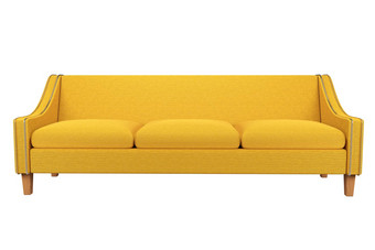 黄色的<strong>沙发椅子</strong>织物皮革白色背景