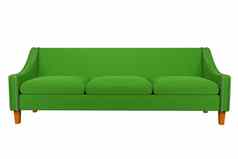 绿色沙发椅子织物皮革白色背景