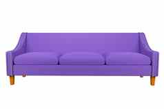 紫罗兰色的沙发椅子织物皮革白色背景
