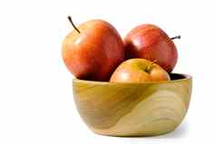 集团红色的苹果木碗篮子孤立的白色背景