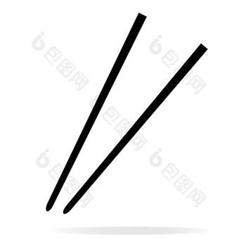 筷子图标白色背景平风格筷子图标