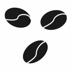 咖啡豆子图标白色背景平风格咖啡豆子