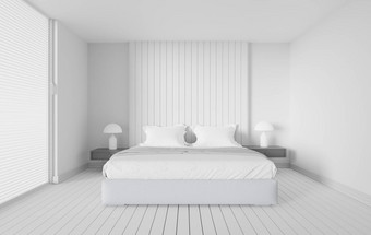 白色卧室室内设计渲染斯堪的那维亚现代圈