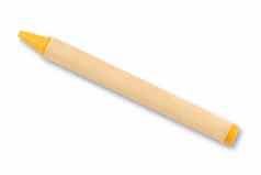 黄色的蜡蜡笔白色背景剪裁路径雷莫