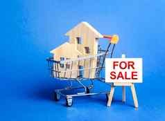 房子购物车画架标志标签出售购买销售真正的房地产热提供了财产估值聪明的投资折扣伟大的提供了便宜的贷款购买