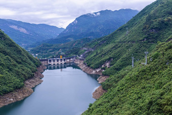 大坝墙周围景观五龙大坝重庆中国夏天低水水平清晰的阳光明媚的一天