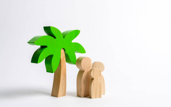 木棕榈树家庭家庭假期孩子们旅游邮轮温暖的国家发展旅游热带岛概念上的休闲假期娱乐