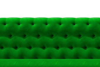 奢侈品绿色沙发天鹅绒缓冲特写镜头模式背景白色