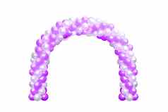 气球拱门通过紫色的粉红色的白色拱门婚礼气球节日设计装饰元素拱花设计孤立的白色背景