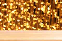 木板材散景金黄色的色彩斑斓的背景空木表格地板散景闪闪发光的光黄金奢侈品木表格董事会空前面闪闪发光的黄金木散景照明发光黄金