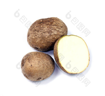 薯蓣属蒙内布泰国词新鲜的薯蓣属挤进薯蓣属板条根孤立的白色背景rubeola相片