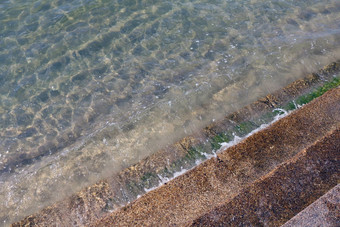 清洁水波水泥楼梯水晶清晰的海水域<strong>一流</strong>的清洁岩石底海自然海洋水海滩清晰的清洁