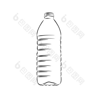 向量单草图塑料瓶水塑料瓶容器向量草图插图