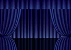蓝色的剧院丝绸窗帘背景波