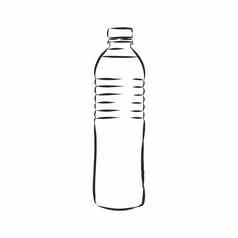向量单草图塑料瓶水塑料瓶容器向量草图插图