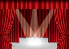 红色的剧院窗帘关注的焦点阶段