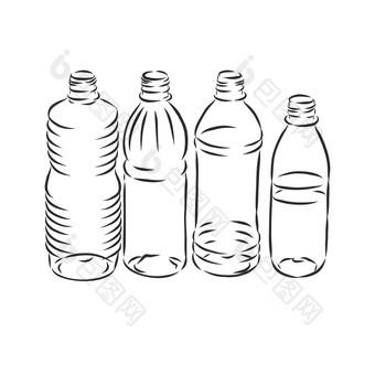 向量单草图<strong>塑料瓶</strong>水<strong>塑料瓶</strong>容器向量草图插图
