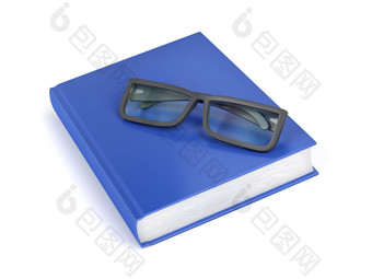 蓝色的书眼镜