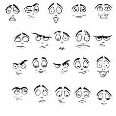 画黑色的白色表情符号表情符号情绪脸