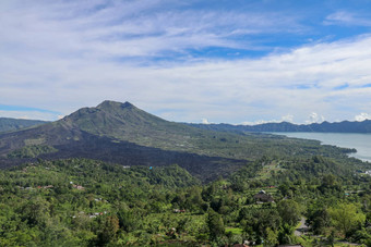 全景印尼景观热带岛<strong>巴厘岛</strong>受欢迎的旅游景点<strong>巴厘岛</strong>热带岛令人惊异的前视图巴图尔印尼巴图尔湖火山中央山