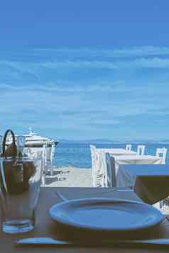 空餐厅爱琴海海巡航船旅行自然