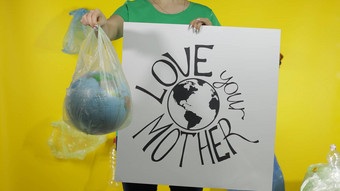 认不出来女人抗议海报地球全球塑料包生态污染