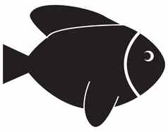 鱼图标白色背景鱼标志平风格鱼标志