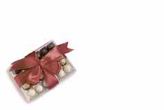 漂亮的装饰系丝带糖果盒子白色背景假期礼物周年纪念日圣诞节