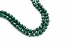 绿色玻璃闪耀水晶isoalted珠子白色背景Diy串珠珠宝