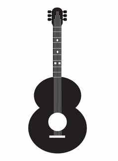 吉他图标白色背景吉他标志