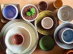 陶瓷碗准备室内植物能