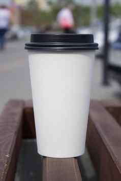 白色纸咖啡杯黑色的塑料成员咖啡广告