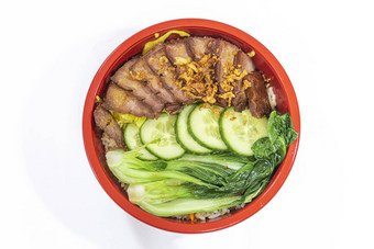 烤猪肉肚子服务中国人卷心菜炸大米