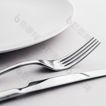 空板餐具模型集白色背景前餐具老板表格装饰菜单品牌